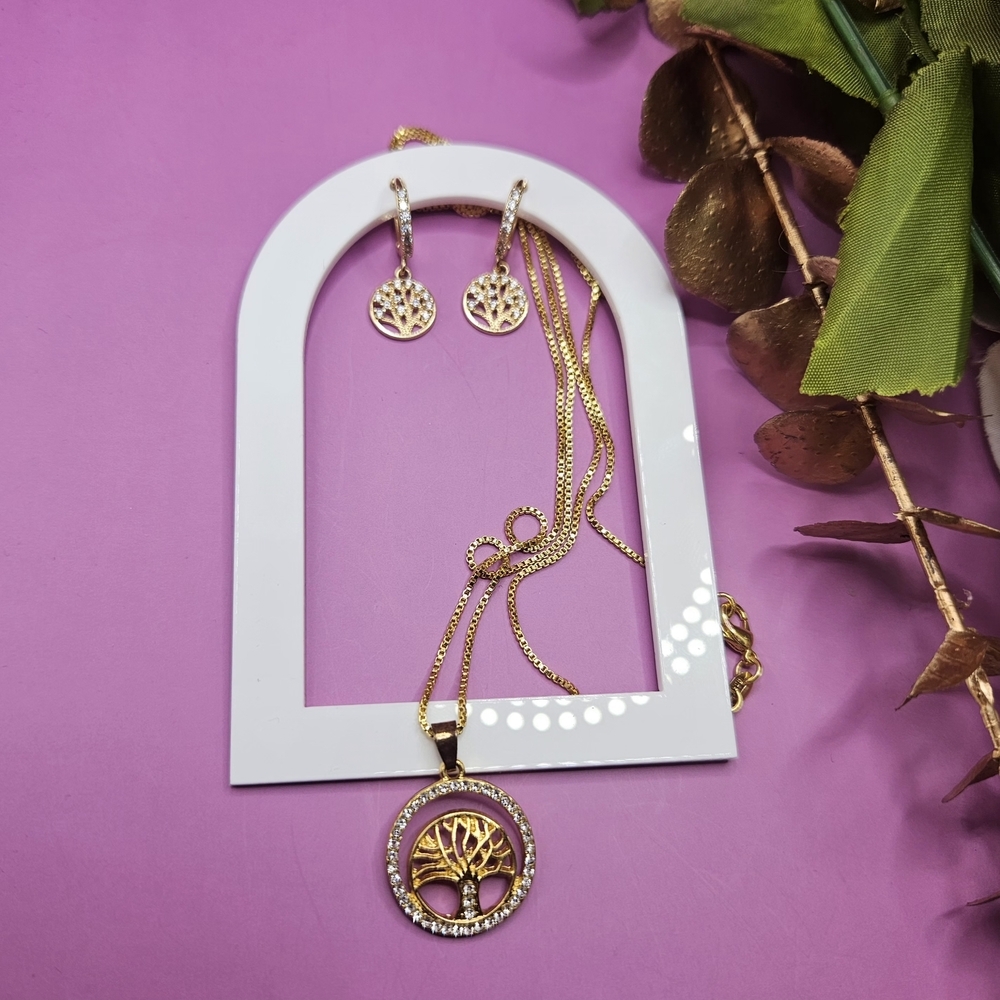 Gold Tree of Life Jewelry Set – 3‑Piece – NEW